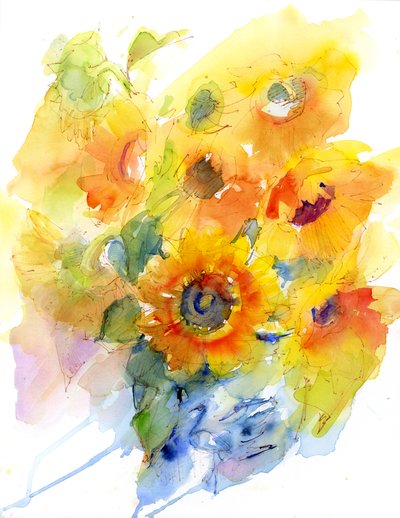 Sunflowers in Vase, 2016 by Unbekannt Unbekannt